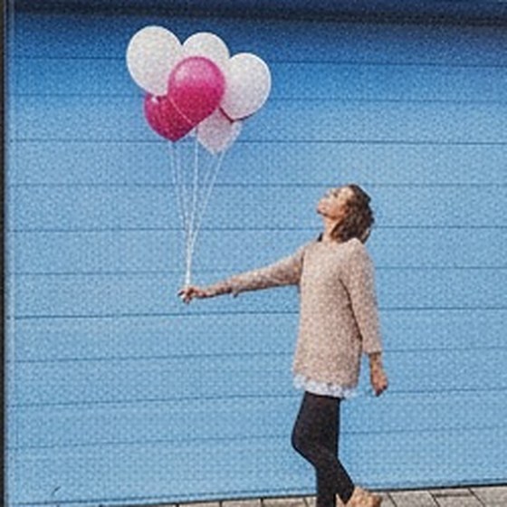 Fotomagnet mit eigenem Foto: Frau mit Luftballons